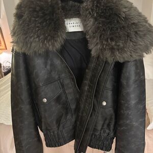 Charlotte Simone Faux Leather Bomber Jacket